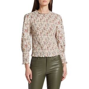 Veronica Beard Kali Ruffled Smocked Floral Print Top Blouse size 6